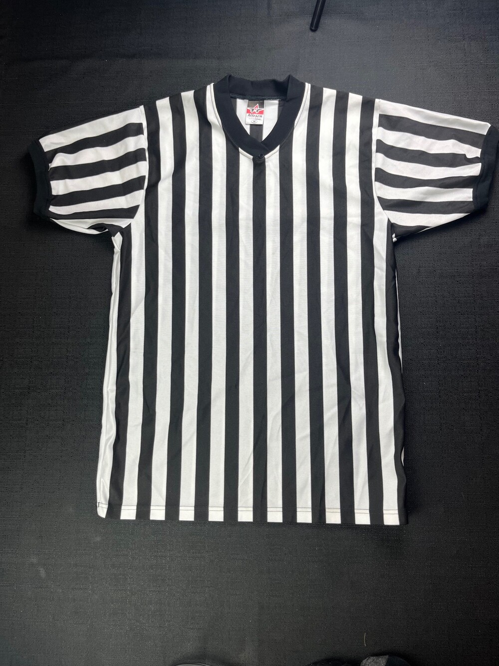 Alleson Athletic Medium Black and White Polyester Referee Shirt
